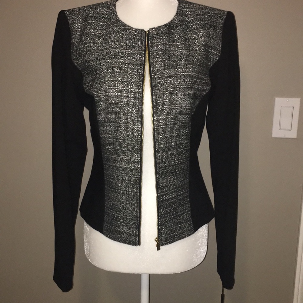 🆕 Calvin Klein Tweed Front Blazer S76JX899 Black
